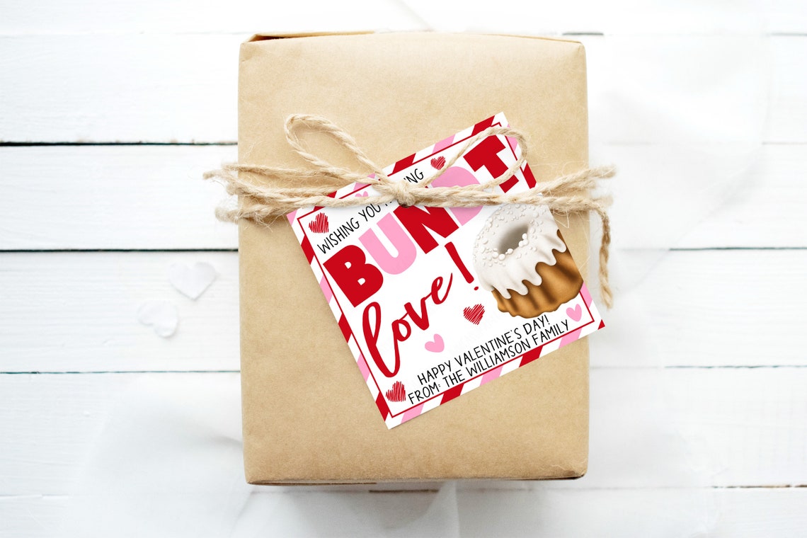Valentine Bundt Cake Gift Tag EDITABLE Cake Bundt Gift Tag Etsy