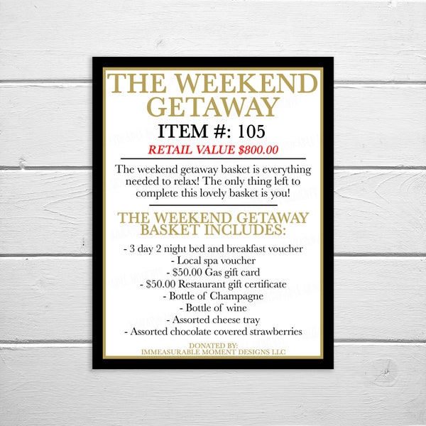 Editable Silent Auction Template, Item Information, Fundraising Event Sheet, Church School PTO PTA, Nonprofit Charity Benefit, Printable