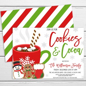 Editable Cookies and Cocoa Invitation, Holiday Cookie Hot Chocolate ...