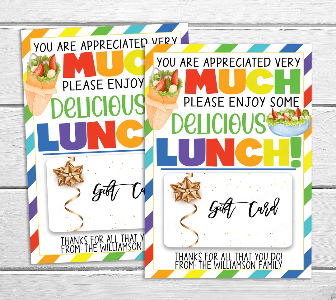 Lunch Gift Card Holder Thank You Gift Tag Wrap Sandwich Etsy