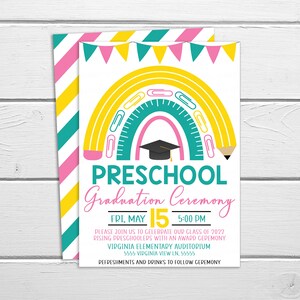 Editable Preschool Graduation Celebration Invitation, PreK Kindergarten Party Invite, Pre-K Elementary Graduation Flyer, Editable Printable