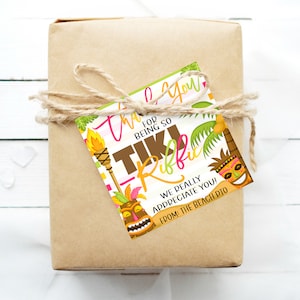 Thank you for Being Tiki-Riffic Tag, Tropical Beach Luau, Teacher Staff Employee Nurse Volunteer Appreciation, Editable Printable Template