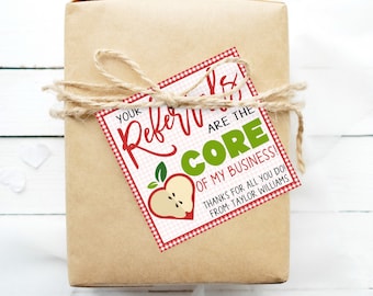 Apple Realtor Pop-by Tags, Your Referrals Are The Core Of My Business, Real Estate Marketing, Client Appreciation, Editable Printable