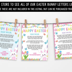 Puede incluir: Tres cartas de conejito de Pascua imprimibles con bordes coloridos e ilustraciones de mariposas y huevos. Las cartas est&aacute;n dirigidas a Taylor e incluyen un mensaje del conejito de Pascua.