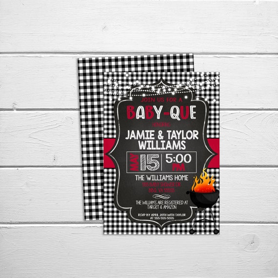 BBQ Baby Shower Invitation, Baby-Que BabyQ Invite, Couples Baby Shower ...