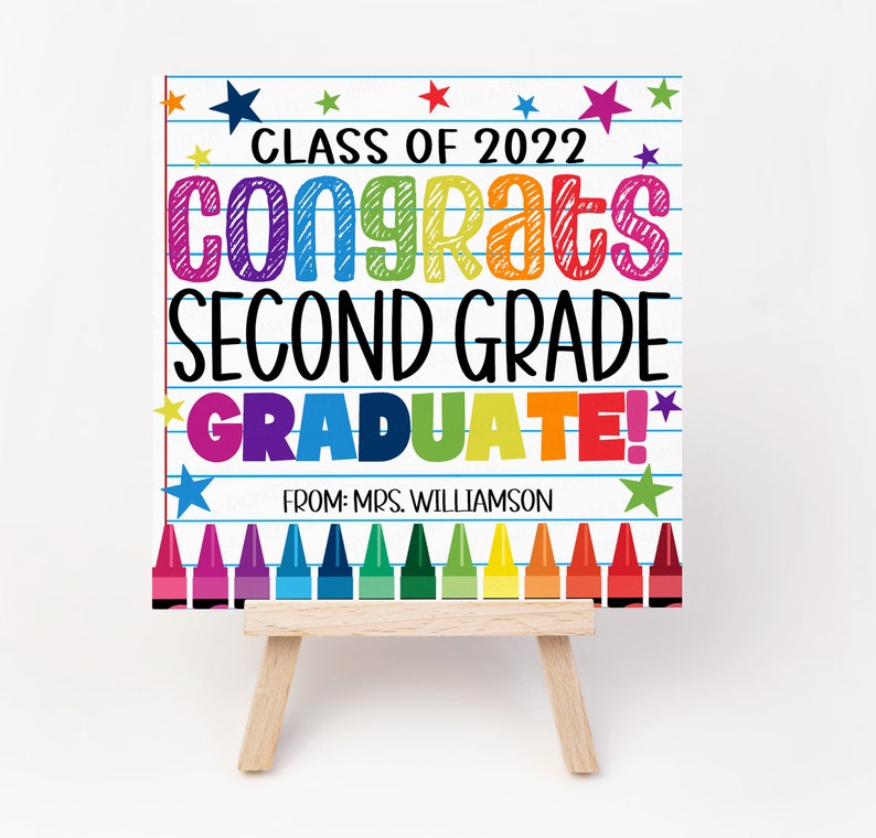 Second Grade Graduation Gift Tag, Editable Class of 2022 Congratulation 2nd grade Graduate End Of School Year Gift Tag Congrats Grad Teacher image 3