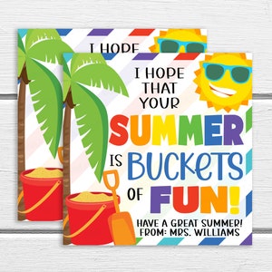Bucket Of Fun Gift Tag, Beach Theme, Teacher Appreciation, End Of School, Classroom Student Volunteer Daycare School Staff Employee PTA PTO