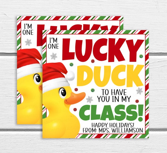 Christmas Rubber Duck Gift Tags, Lucky Duck To Have You In My Class