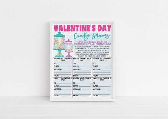 Valentine's Day Candy Gram Flyer, Editable Candy Gram Fundraiser, School Church PTA PTO Flyer, Class Party Flyer, Valentine DIY Flyer Il_570xn