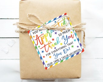 Appreciation Gift Tag, Thank You Gift,  Employee Teacher Nurse Office Staff Volunteer Co-worker PTA PTO Printable Template Digital Editable