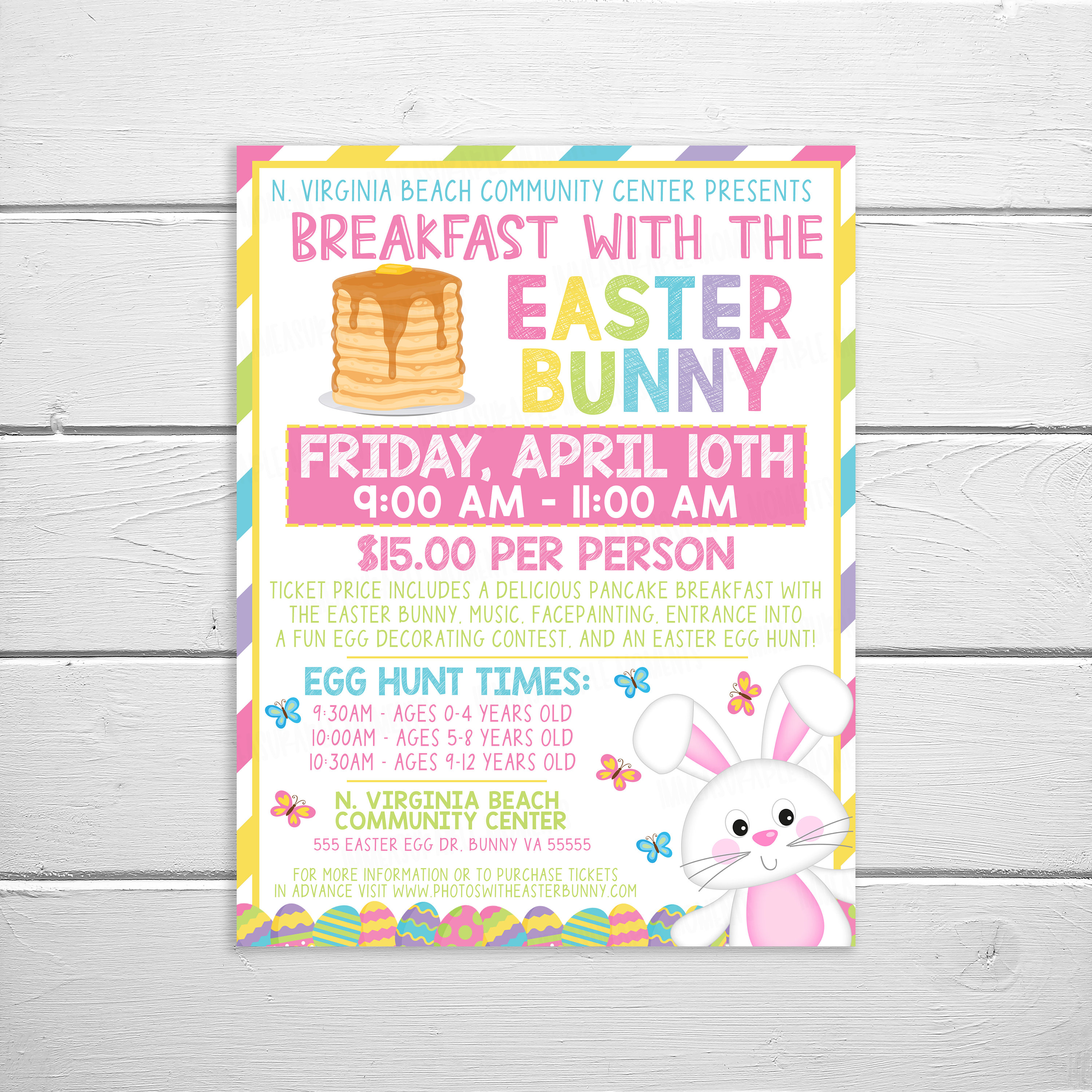 Breakfast With the Easter Bunny Flyer Brunch Easter Bunny Etsy