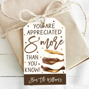 S'more Appreciation Gift Tag, Você é apreciado S'more Than You Know, Funcionário Professor Equipe Escola PTA PTO Enfermeira Voluntária, Editável