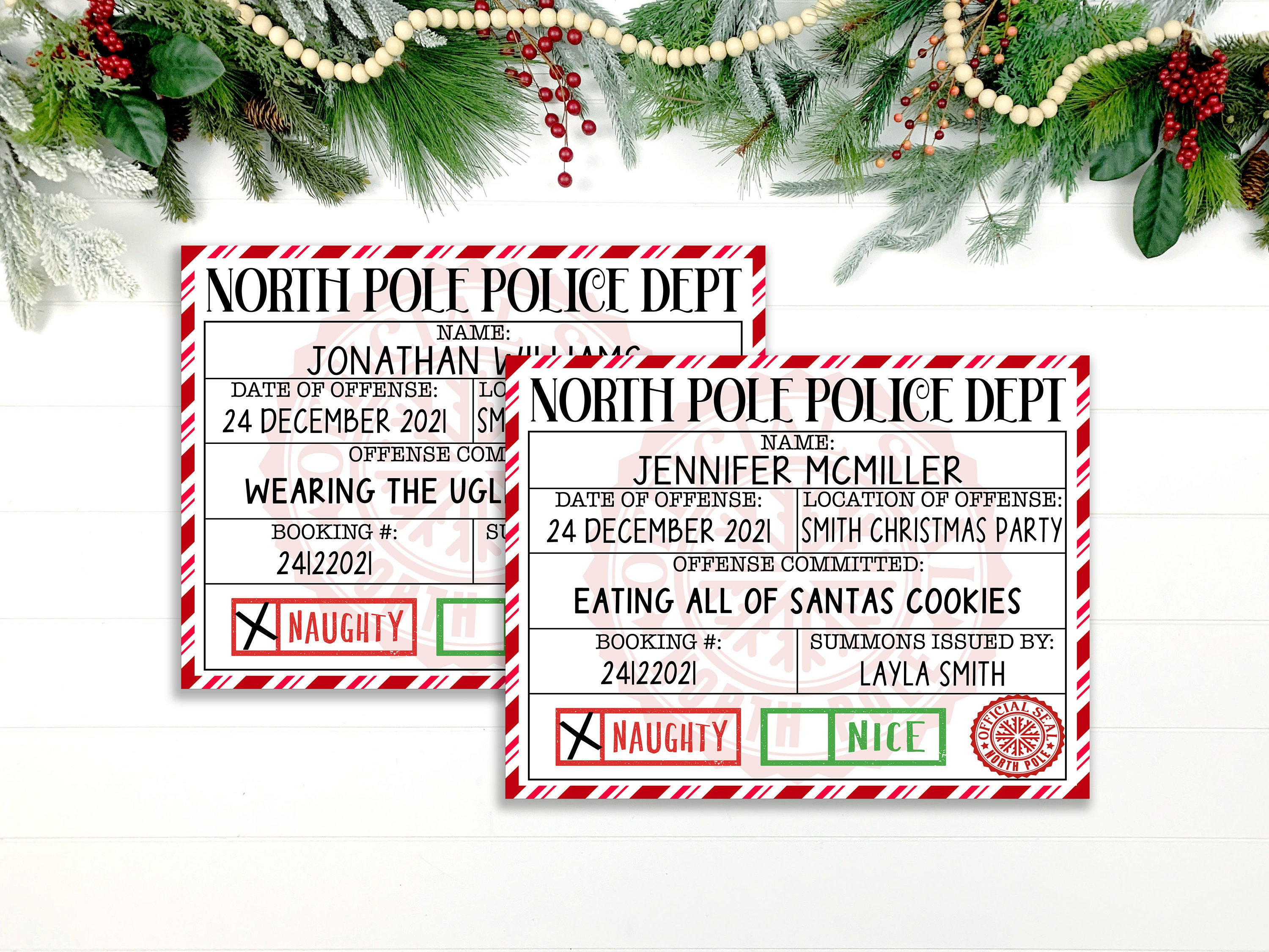 Christmas Party Mugshots Printable Selfie Station Ugly Sweater Photo Booth Props Christmas Games Instant Download