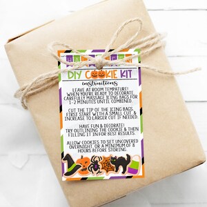 Halloween Cookie Tag/Card, DIY Cookie Kit Card, Printable Cookie Kit Instructions, Instant Download