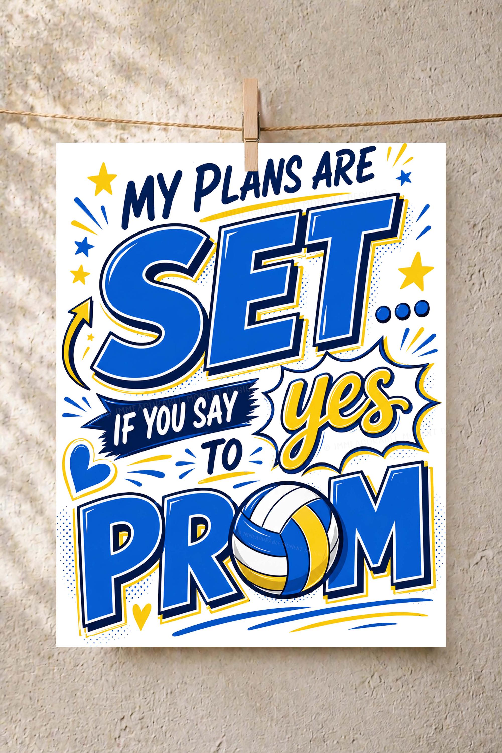 Volleyball Promposal Sign, Printable My Plans Are Set on Prom Poster ...