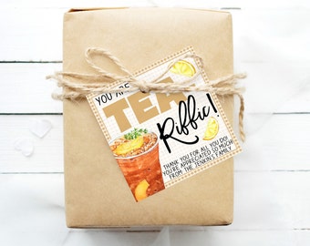 Iced Tea Gift Tag, bewerkbaar Je bent TEA-riffic, Iced Tea Appreciation Tag, Leraar Personeel Klas School PTO PTA, Werknemer Vrijwilliger Verpleegkundige