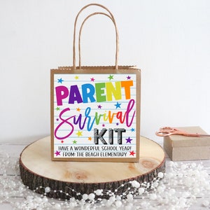 Eltern Survival Kit Geschenkanhänger, Erster Tag Zurück in die Schule Geschenk für Eltern, druckbare PTO PTA Willkommen neue Mitglieder, Danke Wertschätzung