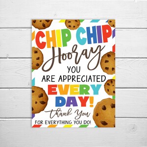 Signo de galleta, Apreciación Imprimible, Chip Chip Hooray, Desayuno Brunch Personal Empleado Maestro Apreciación Decoración Escuela Imprimible PTO PTA