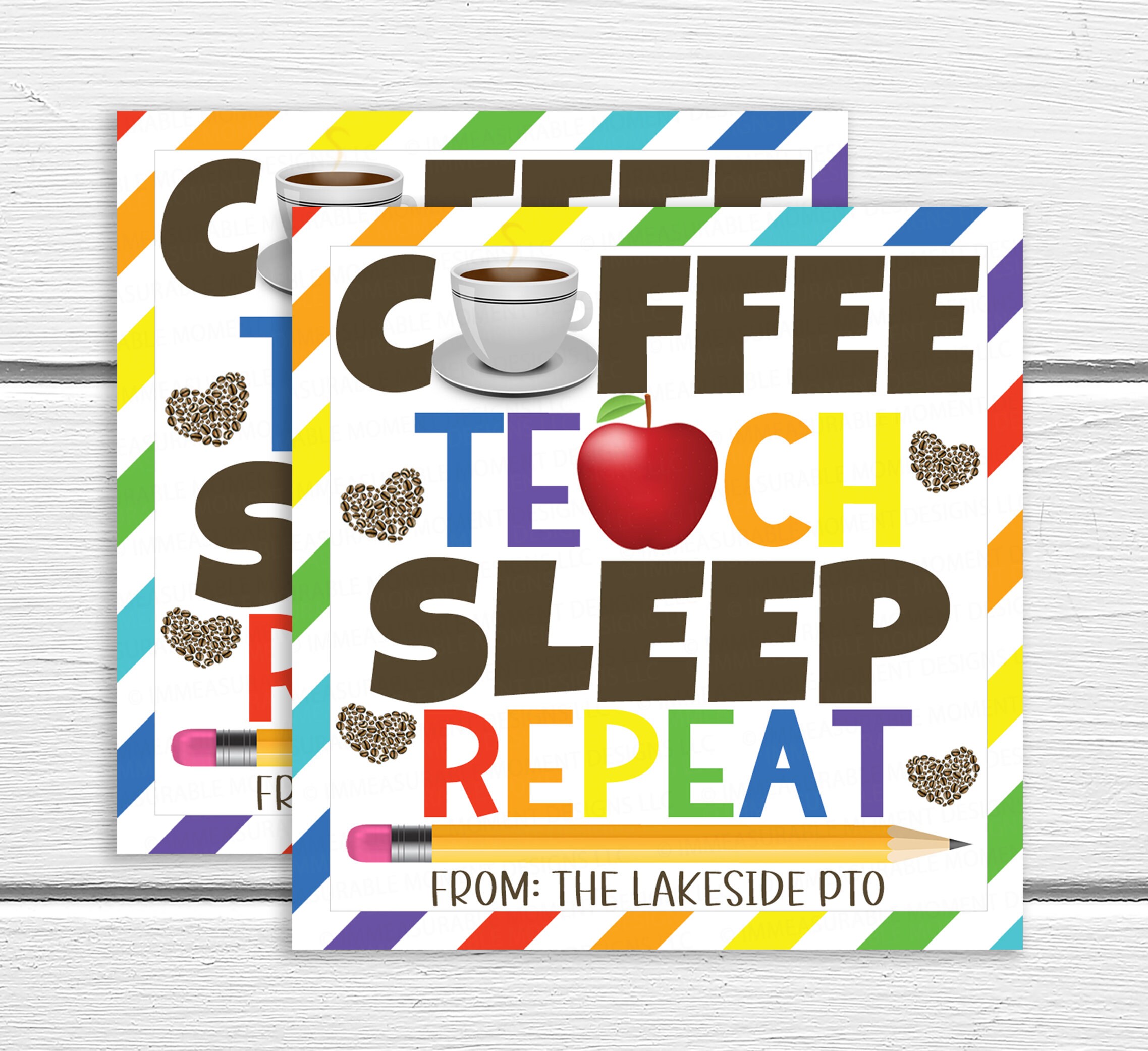 Teacher Gift Tags, Coffee Teach Sleep Repeat, Back to School Teacher ...