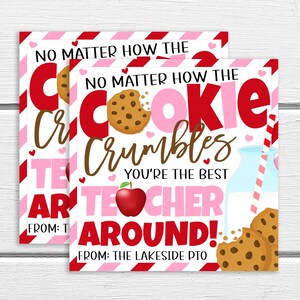 Étiquettes cadeaux d’appréciation des enseignants de cookies de la Saint-Valentin, cookies s’effrite le meilleur enseignant du monde, cadeau d’un collègue du personnel des étudiants PTO PTA