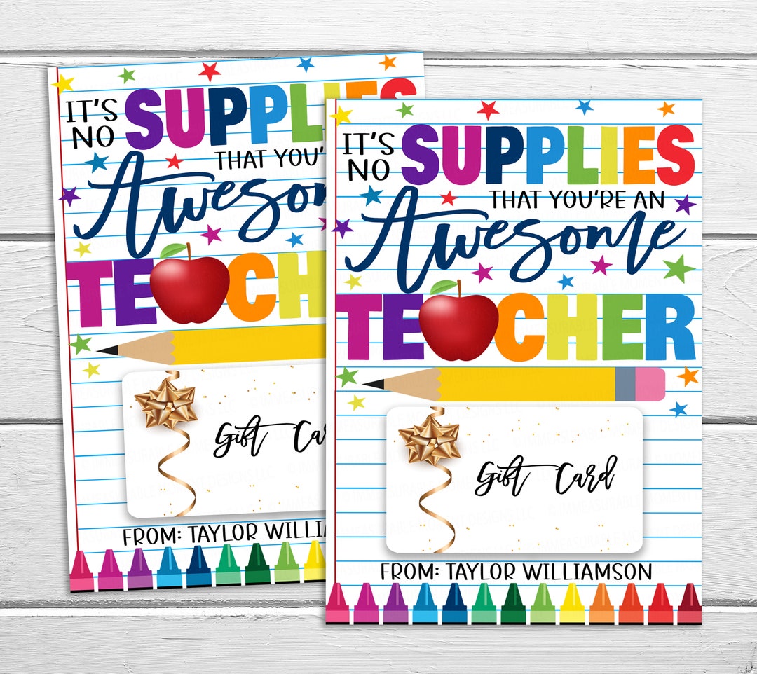 Teacher School Supply Gift Card Holder No Supplies You're Etsy