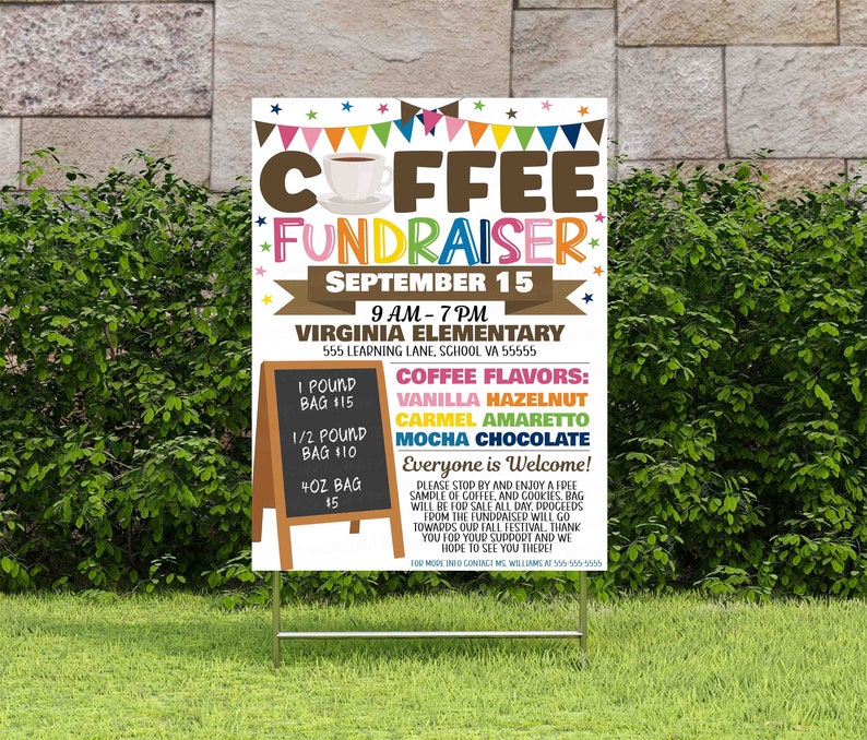 Coffee Fundraiser Flyer, Editable Printable, PTO PTA School Church Business Fundraiser Event, Nonprofit Charity Benefit Invitation image 5