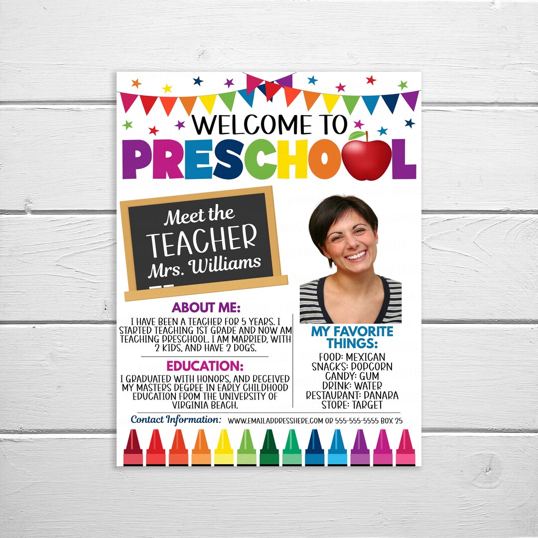 Meet the Preschool Teacher Editable Welcome to Pre-k Teacher - Etsy
