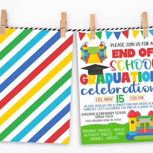 Bounce House Graduation Invitation, End Of School Party Invite, Field Day Last Day Of School Celebration, Preschool Kindergarten Editable
