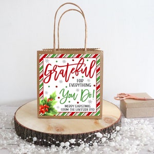 Christmas Appreciation Gift Tags, Grateful For You, Holiday Thank You, Teacher Staff Employee Labels, Hospital Nurse Healthcare, PTO PTA