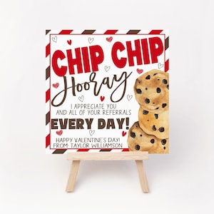バレンタイン紹介クッキーギフトタグ、編集可能な感謝チョコレートチップクッキータグマーケティング不動産中小企業広告販売