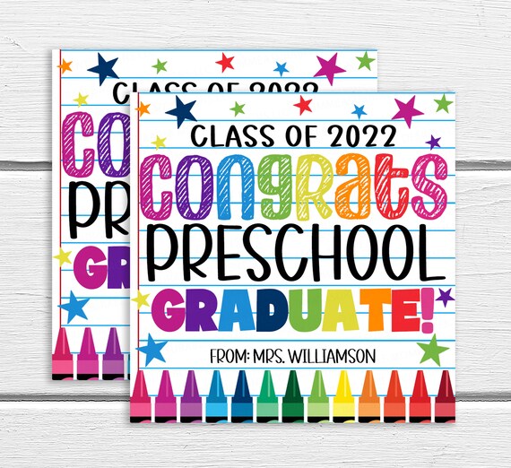 Preschool Graduation Gift Tag, Editable Class of 2022 Congratulation Pre-K PreK Graduate, End Of School Year Gift Tag, Congrats Grad Teacher Il_570xn