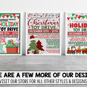 Flyer de collecte de fonds EDITABLE Toy Drive, collecte de fonds de Noël des Fêtes, Church School Company Business Toy Drive Flyer, téléchargement instantané image 3