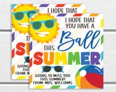 Ball Gift Tag, Summer Theme, End Of School, Classroom Student Teacher Classmate Volunteer Daycare School Staff Beach Ball Squishy Fidget Toy Il_170x135