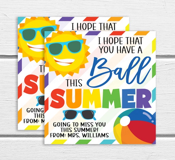 Ball Gift Tag, Summer Theme, End Of School, Classroom Student Teacher Classmate Volunteer Daycare School Staff Beach Ball Squishy Fidget Toy Il_570xn