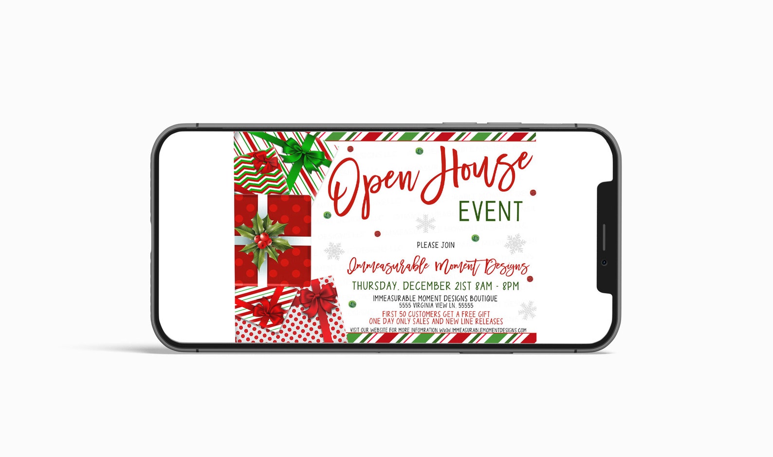 Editable Christmas Open House Invitation, Holiday Shopping Boutique ...
