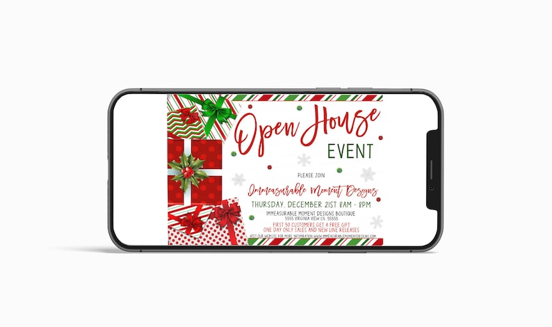 Editable Christmas Open House Invitation, Holiday Shopping Boutique ...