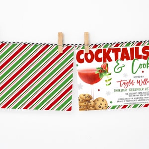 Christmas Cocktails And Cookies Invitation, Cocktail Cookie Swap Exchange Invite, Christmas Cocktail Party, Editable Printable Template image 6