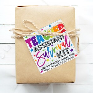 Teacher Assistant Survival Kit Gift Tag, Printable Back to School Gift Bag Tag, PTO PTA, Thank You Appreciation Ideas, Gift For Teachers Aid
