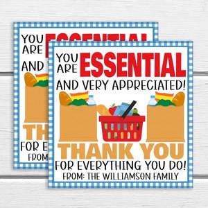 Kaufladen Geschenkanhänger, Thank You Essential Worker, Kaufladenkaufmann, Kaufladenkaufmann, Kaufmannsladen mitarbeiter, bearbeitbar druckbar