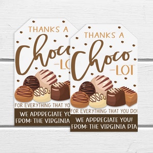 Appréciation du chocolat Étiquette cadeau de remerciement, Étiquette de faveur choco-lot modifiable, Appréciation du personnel du bureau de l’infirmière enseignante employée, PTO PTA collègue