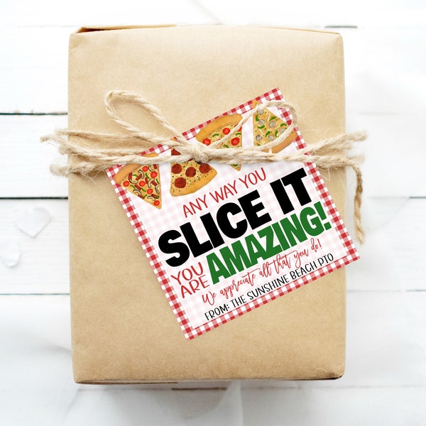 Pizza Appreciation Gift Tag, Any Way You Slice It, Employee Staff Volunteer Appreciation, School Teacher Nurse PTO PTA, Editable Printable