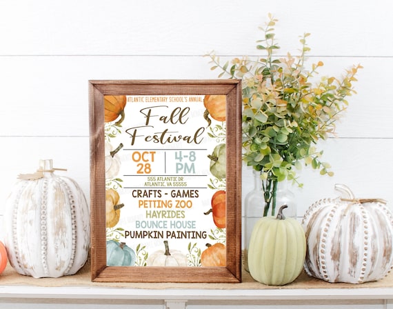 EDITABLE Fall Festival Flyer Invitation, Kids Fall Event, Community Harvest Event Flyer Invitation, Instant Download Printable
