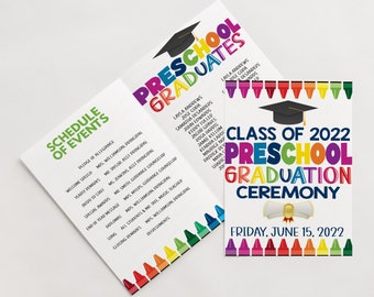 Preschool Graduation Ceremony Program Template PreK Pre-k, Elementary School, Graduation Ceremony Booklet, Editable Printable