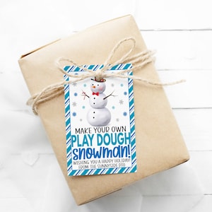 Machen Sie Ihre eigenen Spielteig Schneemann Geschenkanhänger, Schule Klassenzimmer Tags, Weihnachtsgeschenk für Kinder Spielzeug Geschenk, Klassenkameraden Lehrer, printable