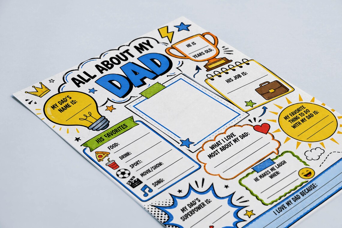 All About My Dad Printable Worksheet, Father’s Day Interview for Kids ...