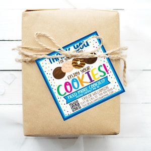 QR code Scout Cookie Bedankt Tags, Bewerkbare Girl Cookie Troop Booth Note, Booth Sales, Cookie Marketing Tags, Digitale Download Afdrukbaar