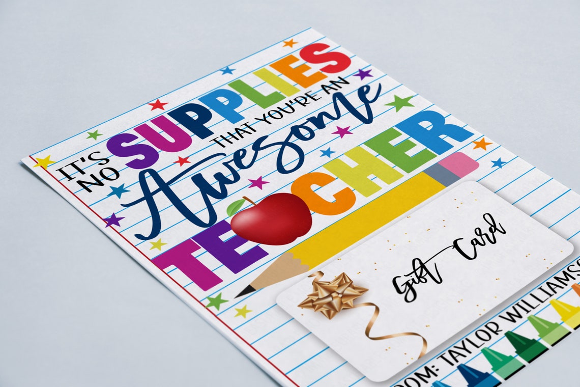 Teacher School Supply Gift Card Holder No Supplies You're Etsy