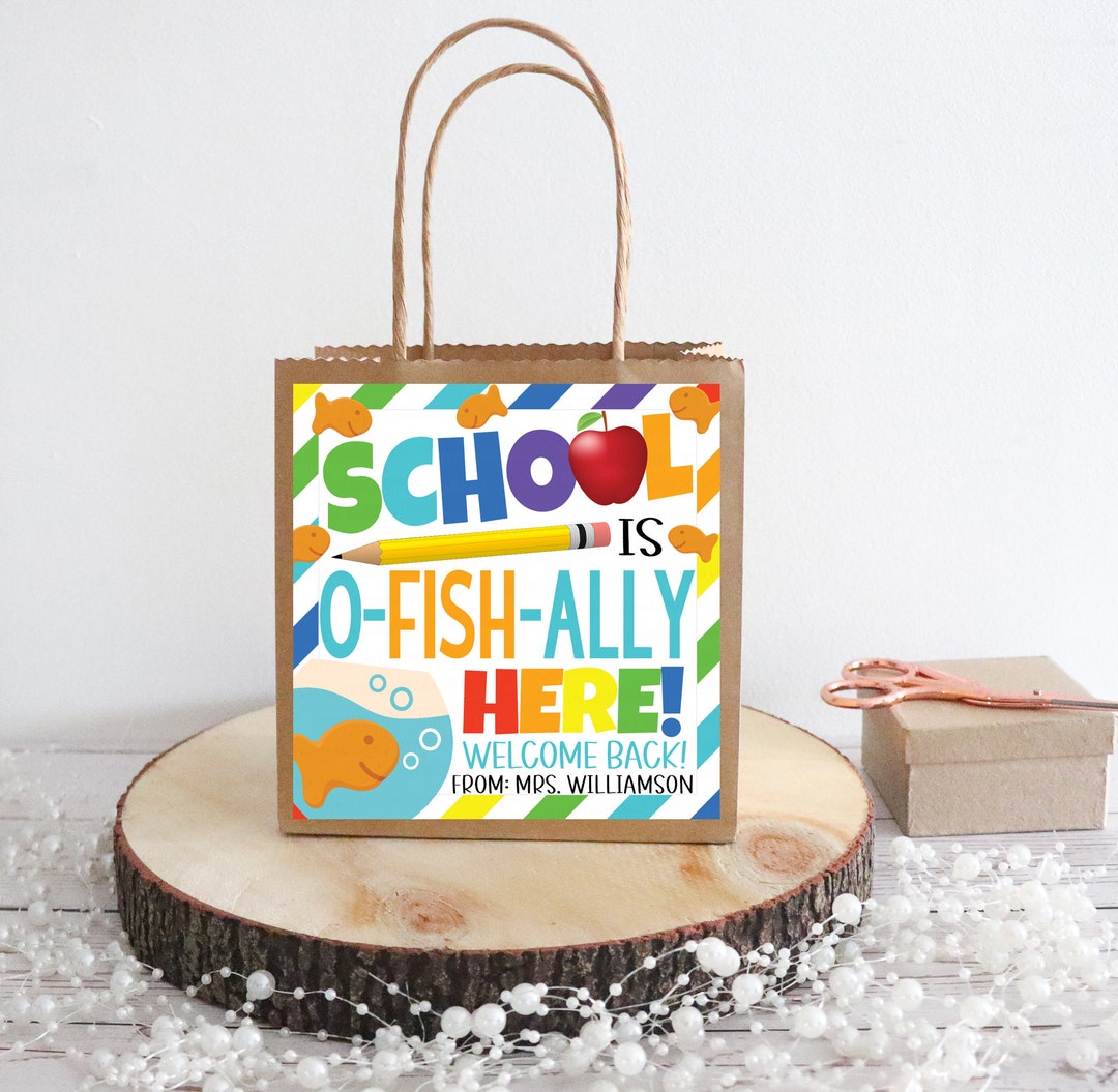 Back to School Goldfish Gift Tags, School is O-fish-ally Here, Goldfish ...