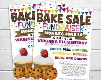 Bake Sale Flyer, School Church Company Fundraiser Event, Printable Editable, Nonprofit Charity PTO PTA Fundraising Instant Download Template