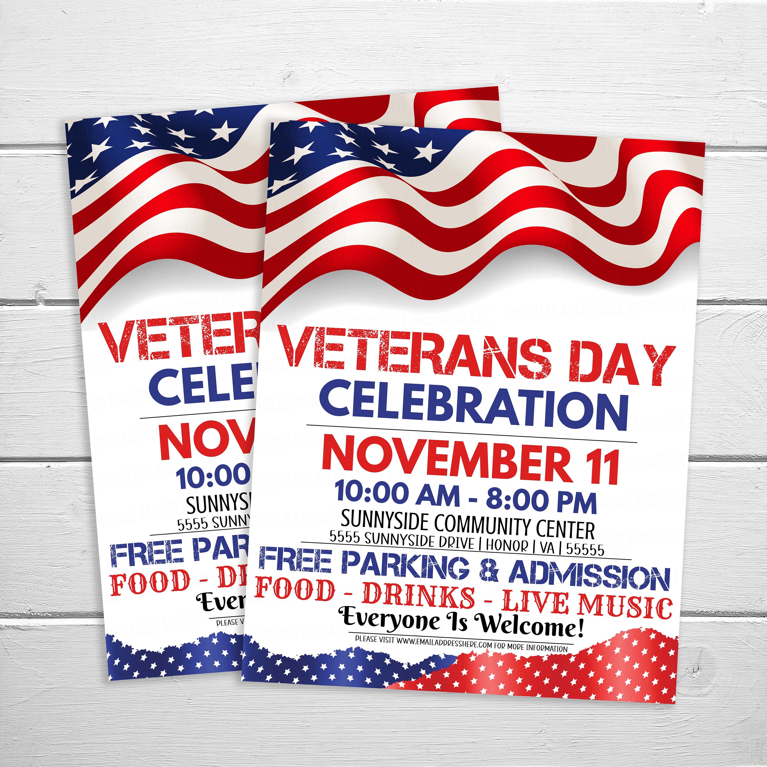 Veterans Day Flyer Editable Printable School Neighborhood Etsy Australia